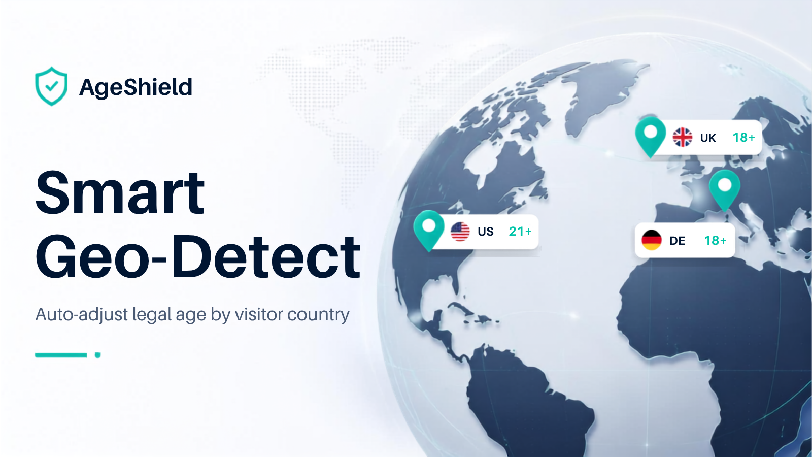 AgeShield Smart Geo-Detect showing country-specific age thresholds
